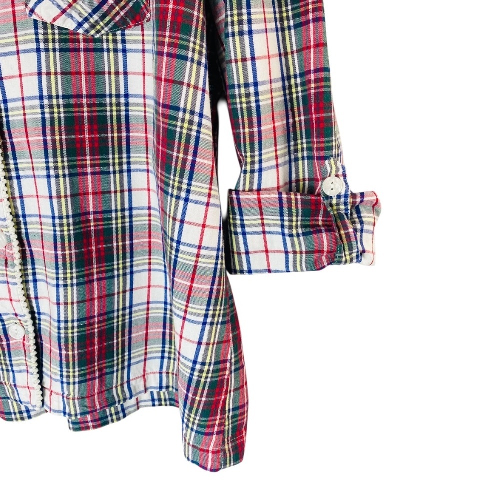 VICTORIA’S SECRET Plaid Pajama Silver Lurex Flannel 98% Cotton Pom Pom Trim L - Picture 4 of 13